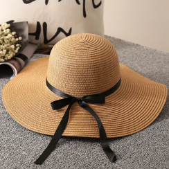 2 Pks Beach Sun Straw Broad Brim Bowknot Hats