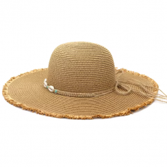 3 Pks Wide Brim Shell Beads Beach Sun Hats