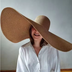 3 Pks Oversized Floppy Straw Large Wide Beach Sun Protection Straw Hats