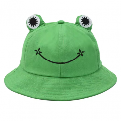 5 Pks Cotton Sun Embroidery Funny Frog Bucket Hat