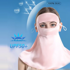 2 Pks UPF50 Silk Full Face Sunscreen Mask For Summer Outdoor Activities