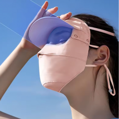 5 Pks UV Protection Detachable Brim Full Face Sun Protection Mask