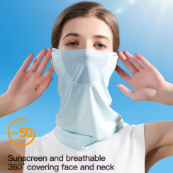 5 Pks Ice Silk Sunscreen Summer Outdoor Full Face Scarf Veil Mask